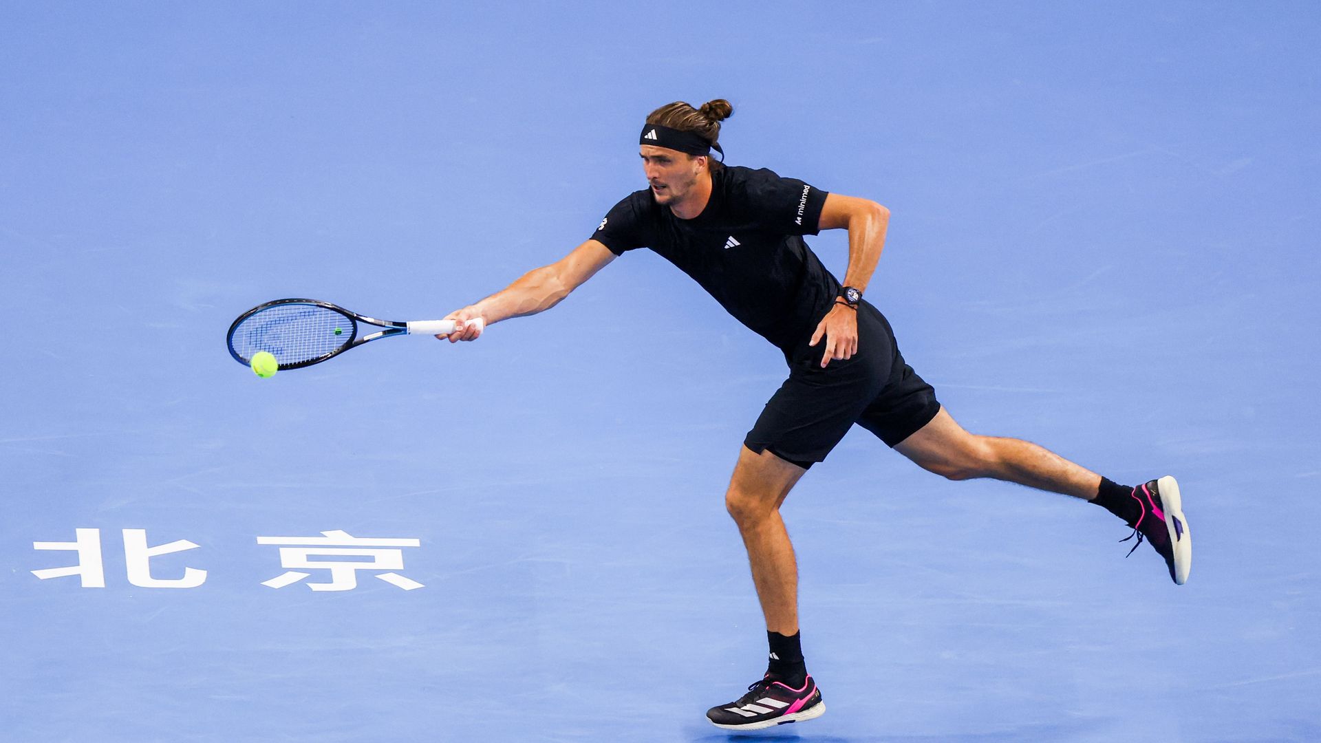 Alexander Zverev playing on a hard court in Beijing